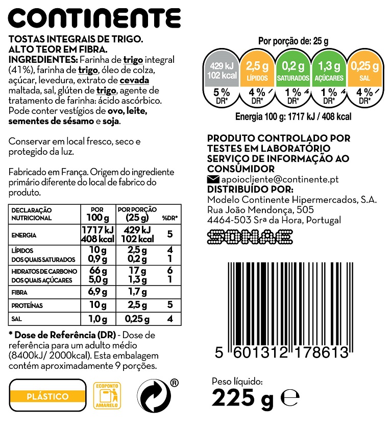 Tostas Suecas Integrais Continente Equilíbrio Continente Online